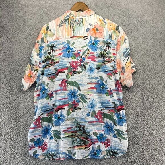 Tommy Bahama Hawaiian Shirt Men's XL Colorful Floral All Over Tencel Palm tree - Picture 7 of 10